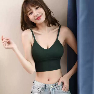 VHWORLD Women Bralette Lightly Padded Bra(Green)