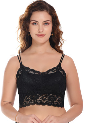 VALZER women bra Bralette Net Design, Bra Lightly Padded bra for women Women Full Coverage Lightly Padded Bra(Black)