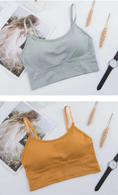 GURED Women Cami Bra Lightly Padded Bra(Grey, Yellow)
