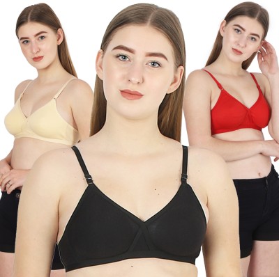 X-WELL Women Full Coverage Non Padded Bra(Red, Black, Beige)