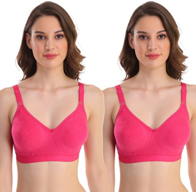 pooja ragenee Double Layer Cotton Blend Women Full Coverage Non Padded Bra(Orange)