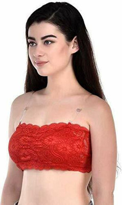 Unique Style Net Tube Bra Women Bandeau/Tube Lightly Padded Bra(Red)