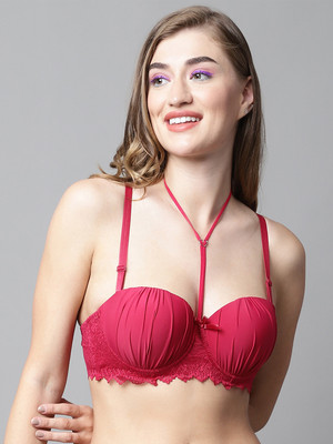 PrivateLifes Lightly Padded Balconette Bra for Women & Girls Women Push-up Lightly Padded Bra(Red)