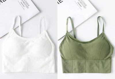 zoxen Women Cami Bra Lightly Padded Bra(White, Green)