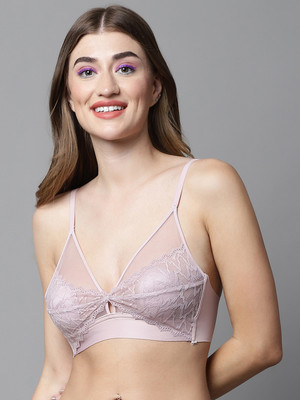 Quttos Women Plunge Lightly Padded Bra(Pink)