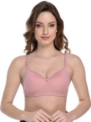 zoxen Women T-Shirt Lightly Padded Bra(Pink)