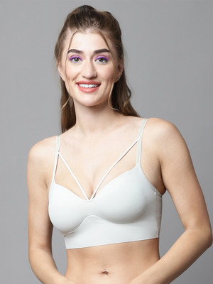 Quttos Women Bralette Lightly Padded Bra(Light Green)