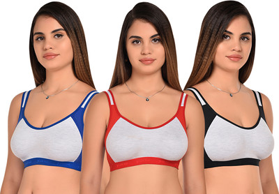 Zivosis Women Sports Non Padded Bra(Red, Black, Grey)