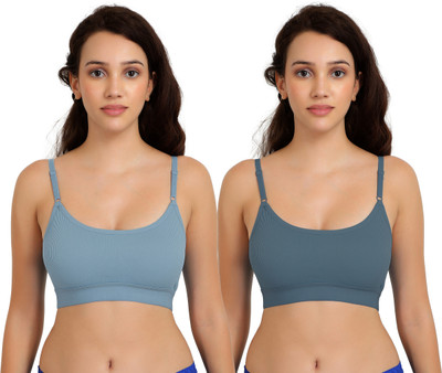 Beach Curve Goma Bra Women Minimizer Non Padded Bra(Blue, Dark Green)