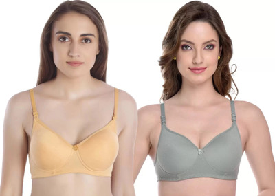 CHILEELIFE Women T-Shirt Lightly Padded Bra(Beige, Multicolor)