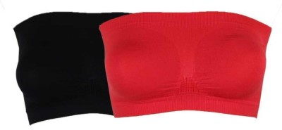 BRATON Women Bandeau/Tube Non Padded Bra(Red, Black)