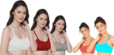 pikka Women Padded fully stretchable High Coverage Bra Women Full Coverage Lightly Padded Bra(Multicolor)
