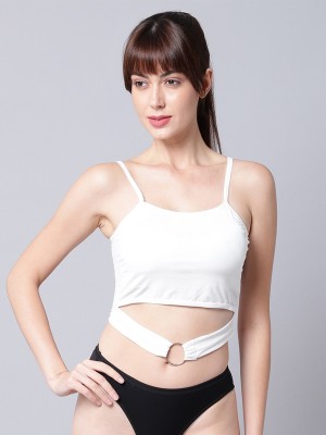 PrivateLifes PrettyCat Summer Casual Bralette Women Bralette Lightly Padded Bra(White)