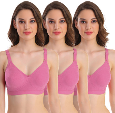 POOJA RAGENEE Double Layer Cotton Blend Women Full Coverage Non Padded Bra(Pink)