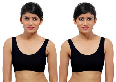 D1 DIFFERENT ONE Women T-Shirt Non Padded Bra(Black)