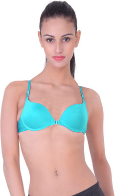 Quttos Quttos Pushup Padded Front Open Bra For Women Women Push-up Lightly Padded Bra(Light Blue)