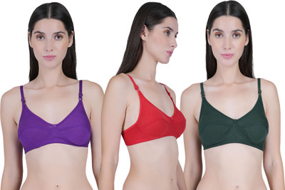 CURVZEX ANAYA Women Everyday Non Padded Bra(Purple, Red, Dark Green)