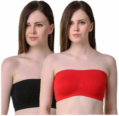 TARIDO FASHION Women Bandeau/Tube Non Padded Bra(Black, Red)