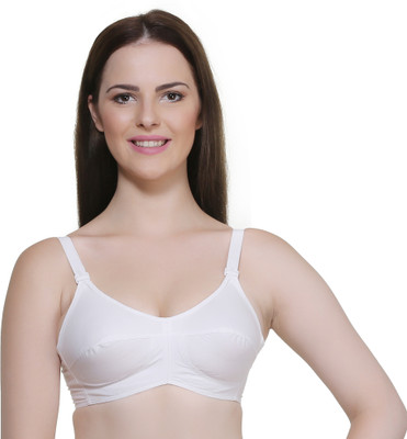 Pearlw CHILEELIFE Full-coverage wide straps bra Women Everyday Non Padded Bra(White)