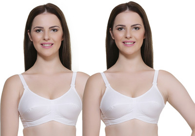Pearlw CHILEELIFE Full-coverage wide straps bra Women Everyday Non Padded Bra(White)