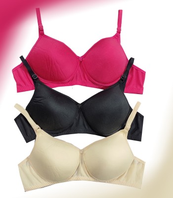 CHILEELIFE Lightly Padded Bra Women Everyday Lightly Padded Bra(Beige, Black, Pink)