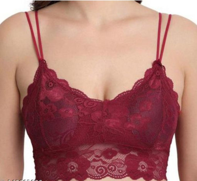 brahub Women Bralette Lightly Padded Bra(Maroon)