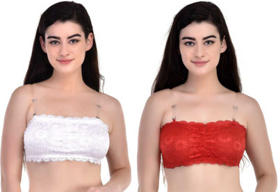 TARIDO FASHION Women Bandeau/Tube Lightly Padded Bra(Red, White)