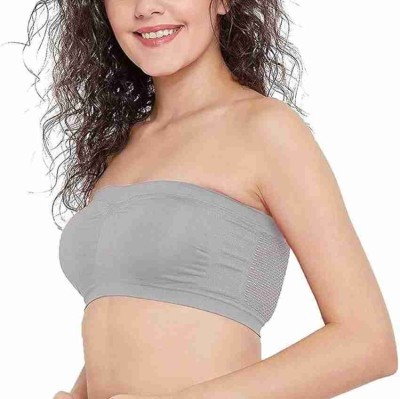 Draxstar Attire Tube Bra Women Bandeau/Tube Non Padded Bra(Grey)