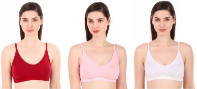 M Mapon Fashion Women Sports Non Padded Bra(Red, Pink, White)