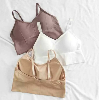GURED Women Cami Bra Lightly Padded Bra(Purple, White, Beige)