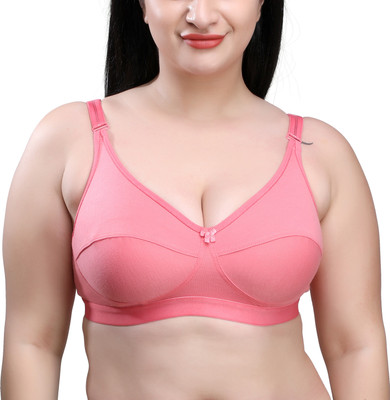 SKDREAMS SKDREAMS Rose Cotton Blend Seamed Women's Set of 1 Full Coverage Bra Women Full Coverage Non Padded Bra(Pink)