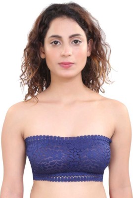 zabiya couture STRAPLESS LACE TUBE BRA WITH BACK HOOK Women Bandeau/Tube Lightly Padded Bra(Blue)