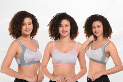 ZEXCARE Women Sports Non Padded Bra(Light Blue, Light Green, Pink)