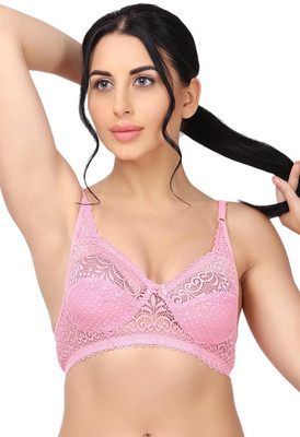 PZ ENTERPRISE Women's Full Coverage Cotton Net Decent Bra Non Padded Bra for Girls(Pack of 1) Women Full Coverage Non Padded Bra(Pink)