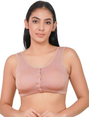 NuBraze Women’s Peach Cotton Front Open Bra Women Maternity/Nursing Lightly Padded Bra(Pink)