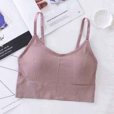 DYZINSTORE FIT BEST 30 TO 34 SIZE Women Sports Lightly Padded Bra(Brown)