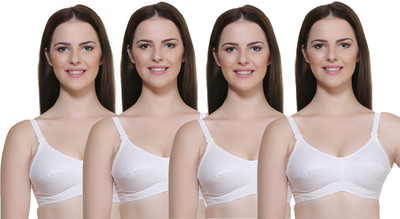 Pearlw CHILEELIFE Full-coverage wide straps bra Women Everyday Non Padded Bra(White)