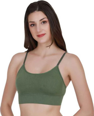zoxen Women Cami Bra Lightly Padded Bra(Green)