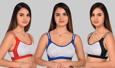 Lady One Women Sports Non Padded Bra(Red, Black, Grey)