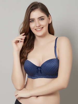 Quttos Women Balconette Lightly Padded Bra(Blue)