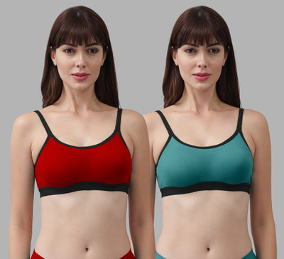 PIBU B-Pnora Bra Women Minimizer Non Padded Bra(Red, Green)