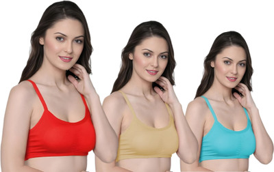 pikka Women Padded fully stretchable High Coverage Bra Women Full Coverage Lightly Padded Bra(White, Brown, Black)