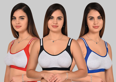 Yana Women Sports Non Padded Bra(Red, Black, Grey)