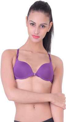 Quttos Quttos Pushup Padded Front Open Bra For Women Women Push-up Lightly Padded Bra(Purple)