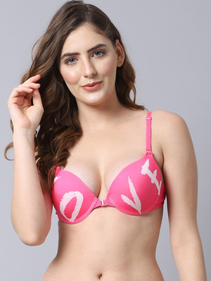PrivateLifes PrivateLifes Women Lightly Padded Front Open Push-Up Bra Women Push-up Lightly Padded Bra(Pink)
