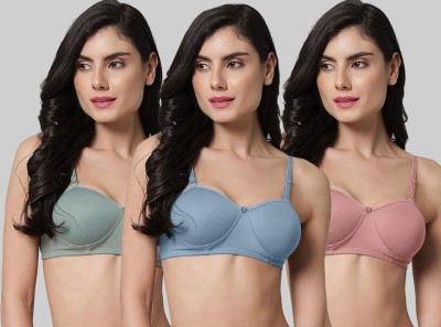 Nakshu Women Full Coverage Lightly Padded Bra(Blue, Green, Pink)