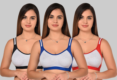 Lady One Women Sports Non Padded Bra(Red, Black, Grey)