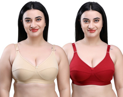SKDREAMS SKDREAMS Multicolor Cotton Blend Non Padded Women's Set of 2 Full Coverage Bra Women Everyday Non Padded Bra(Multicolor)