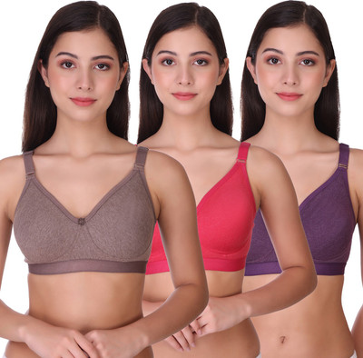 POOJA RAGENEE Double Layer Cotton Blend Women Full Coverage Non Padded Bra(Multicolor)