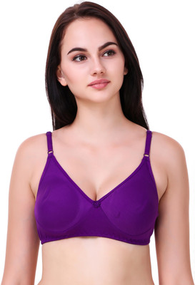 GEONIX Cotton Bra Non-Padded | Non-Wired | Full-Coverage Bra For Women Women Full Coverage Non Padded Bra(Purple)